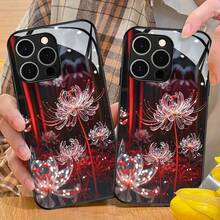 Crystal Red Spider Lily Pattern Phone Case  For IP 17 17AIR 17PRO 17PROMAX 16Promax 16Pro 16Plus 16 15Promax 15Pro 15Plus 15 14Promax 14Pro 14 13Promax 13Pro 13 12Promax 12Pro 12 11Promax 11Pro 11,  Galaxy S22 S23plus S24ultra S24FE S25plus S25  S21 S20FE S20plus S10e S10plus   Note20 Ultra   Note9 A71 A56 A55 A54 A53 A52 A51 A36 A35 A34  A32 A26 A25 A24 A23 A16 A15 A14 A06 A05S A05 A03S Fashionable Black Slim Glass Back Cover - 黑色 - 查看 3