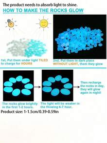 500/200pcs-Luminous Pebbles,Glow In Dark Rocks Luminous Stone Garden Accessories Micro Landscape Fish Tank Decoration Outdoor Patio Lawn Yard Kit Pebble Vase Stuffing Glow In The Dark Garden Pebbles Stones Rocks For Yard And Walkways Decor DIY Decorative Luminous Stones