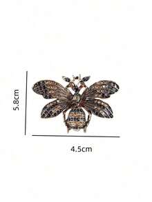 "Fashionable & Elegant Colorful Rhinestone Butterfly Brooch, Sparkling Pin For Party & Casual Occasions, Versatile Office Shirt & Jacket Jewelry, Perfect Christmas & Halloween Gift" - 銅色 - 查看 4