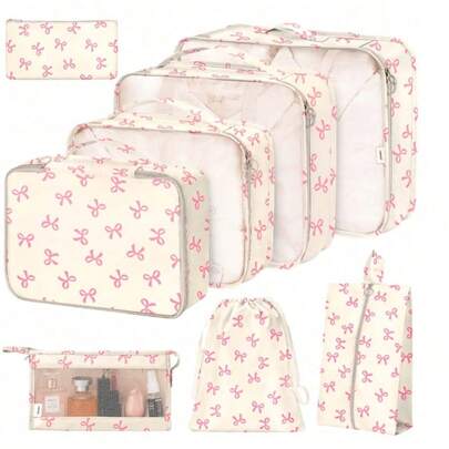 8 قطع مجموعة حقائب تخزين للسفر - لتنظيم ملابسك وأحذيتك وملابس داخلية بسهولة - مثالية لحقائب السفر والحقائب 8 قطع حقائب تخزين للسفر محمولة مع شعارات مطبوعة، مع أكياس للأحذية والعناية الشخصية والغسيل، لوازم مدرسية، ديكور غرفة، ديكور غرفة النوم، أساسيات الطالب والمعلم، مكعبات تعبئة، تنظيم الملابس، مجموعة حقائب السفر، مجموعة منظم السفر، ضروريات السفر