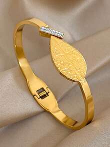 Bộ vòng tay hình lá và hoa thanh lịch mạ vàng 18K bằng thép không gỉ dành cho nữ, quà tặng cho mẹ, Giáng sinh, Lễ tạ ơn, Halloween, Đám cưới, Tiệc tùng/Vũ hội/Phụ kiện hàng ngày, Quà tặng cho ngày kỷ niệm, Ngày lễ tình nhân, Trang sức Boho, Quà tặng sinh nhật, Phù dâu - Nhiều màu - Xem 6