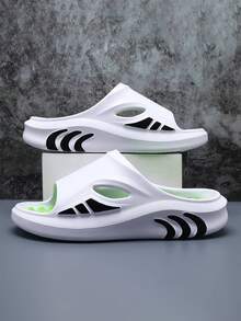 Sandalias de hombre con suela gruesa, transpirables, con deslizamiento, con amortiguación suave de EVA y antideslizantes para la playa, en color blanco y verde