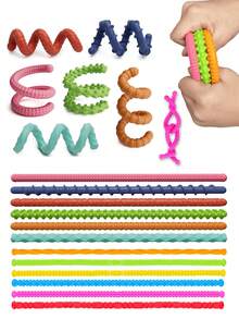 Adult Children Feel Fidgeting Toys, Elastic Fidgeting Stress Anxiety, Calm Down Travel Airplane Toys,Can Be Deformed At Will Silicone Decompression Stick,Fillers For Adolescents And Children,Reward Gift,Christmas Gift(The Average Size Is 1pc) - Multicolor - View 2