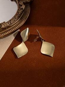 2 szt. geometrycznych kolczyków na klipsy, minimalistyczne, eleganckie kolczyki bez przekłuwania