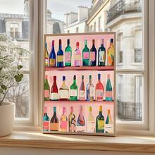 1 件带框/无框抽象复古酒瓶厨房饮料海报酒吧推车墙壁艺术帆布印刷简约时尚多巴胺装饰画适用于公寓、餐厅、客厅、现代家居装饰 - 彩色 - 查看 4