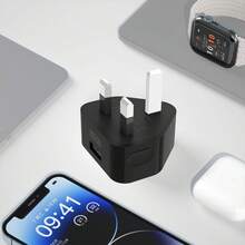 快速充电英规插头USB墙充套装(2个装)5V2A USB A型墙充USB充电适配器,适用于 Series 10/9/8/7/6/SE/5/4/3/2/Ultra/Ultra2(38/40/42/44mm),三星Galaxy三脚插头带USB接口,阵亡将士纪念日夏季启动 - 英規插(220-240V) - 查看 6