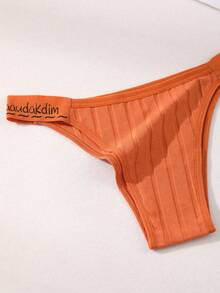 10 PCS Sexy Low Rise Seamless Letter Belt Bikini Panties For Women Soft Breathable Ribbed Cotton Briefs - Comfortable Underwear, Daily Wear & Sports Yoga Lingerie - Multicolor - View 12