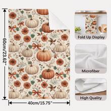 MEMNUN 2 Stücke Herbst Blumen Kürbis "Zuhause, süßes Zuhause" bedruckte Küchentücher, 15,75*23,62 Zoll (40*60cm), Mikrofaser weich und saugfähig, Küchendekor, Herbstdekoration, Heimdekoration, Koch-/Backtücher, maschinenwaschbar, geeignet für Esszimmer, Küche, Feiertage und Geschenke, Ganzjährig