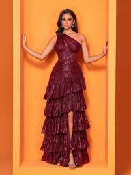 Damkorsett med fiskbensmönster, handgjord 3D-blombroderad paljett, sneda axelband, A-linjeformad sexig klänning, justerbar ryggrem, lämplig för olika kroppar. Elegant lyxig lång klänning för kvinnor, gör kvinnor yngre och charmigare. Lämplig för olika fester, examen, bröllop, evenemang och olika banketter, dansfester. Formell balklänning, festklänning, bröllopsgästklänning, aftonklänning (deluxeutgåva).