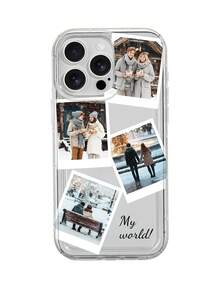 1pc Personalized Customized 4-Photo Text Name Minimalist Transparent Shockproof Phone Case Suitable For IPhone11/12/13/14/15/16/16pro/16plus/16promax/17/17pro/17promax/Air/ 9A/10/10A/10PRO/10PROXL/11/11PRO/11PROXL/S24/S25ultra/S25plus/S25edge/S25FE/A07/A17/S26/S26plus/S26ultraMotorola G85/ Hot 50 Pro+ And Other Models Suitable For Gifts To Friends - Clear - View 9