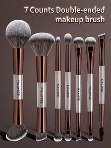 MAANGE 7Pcs/8Pcs Professional Facial Double-Ended Makeup Brush Set ,Comes With Makeup Bag,Bevel&Taper Foundation Brush Contour Brush Blush Brush Powder Brush Eyeshadow Brush Concealer Brush Highlight Brush Smudge Brush,Makeup Tools With Soft Fiber For Easy To Carrying,Set For Travel,Gift For Women&Girls