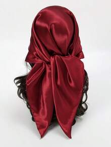 1pc Women's Solid Color Bandana, Multi-Purpose Satin Scarf, Versatile Hair Band, Headband, And Neck Wrap, Stylish Accessory For Dressing Up Your Look, Ideal For Daily Wear, Casual Outfits, And Chic Styling - 勃根地 - 查看 1