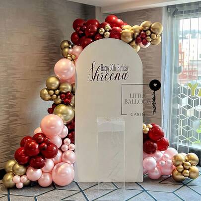 107pcs Decorative Balloons, Double-Layer Filled Balloons, 10in 5in Pink & Red Latex Balloons, Suitable For Birthday, Wedding, New Year, Valentine's Day, Engagement, Graduation Party Decoration, Room Decor, Outdoor Decor