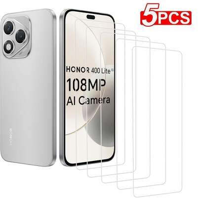 适用于华为、荣耀和苹果17系列手机的5片装钢化玻璃屏幕保护膜。兼容华为Y6/Y7和荣耀400/400 Lite/400 Pro。产品包含钢化玻璃膜、屏幕保护膜、玻璃膜、屏幕贴膜、屏幕保护膜、防摔膜、防爆膜和防碎边膜。屏幕保护必备品，适用于日常防护、办公、手机屏幕保护等场景。防水、防震、防摔、防刮擦。