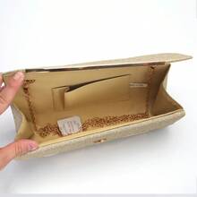 Elegante Borsa da Sera da Donna di Alta Gamma, Clutch da Sera Scintillante, Decorazione con Doppie Strisce Metalliche, Adatta per Balli, Feste e Grandi Banchetti