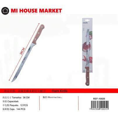 Cuchillo de jamón forjado a mano, cuchillo de hueso de acero inoxidable afilado, cuchillo específico para cortar carne de jamón de alta dureza