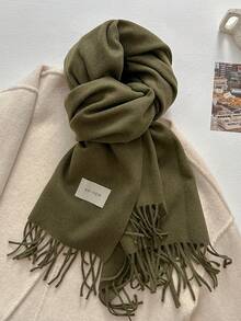 1条简约百搭高品质纯色仿羊绒保暖流苏围巾，时尚柔软的女士披肩，适合外衣装饰和连衣裙颈部保暖。 - 彩色 - 查看 21