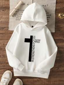 Tween Boy Casual Printed Black Thermal Lined Sweatshirt, Autumn