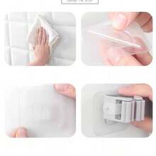 1 pieza Soporte transparente y resistente para trapeador, organizador autoadhesivo para pared, gancho para trapeador, organizador de gancho para baño