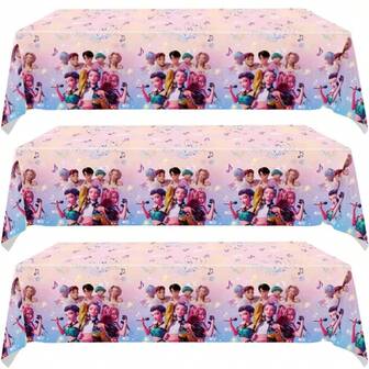 1 Pc  Party Tablecloth Disposable Plastic Table Cover For Baby Shower Kids KPop Anime Birthday Party Decorations,Happy Birthday Theme Cartoon Children's Party Supplies Tablecloth For Witch Squad, Suitable For Birthday Party Decoration,Christmas Stocking Fillers,Christmas Gifts,Christmas,Christmas Decorations