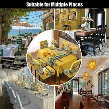 2/4/6/5/7 Pcs Sunflower Plaid Yellow Tablecloth And Chair Cover Set, 4 Pcs (4 Chair Covers), 6 Pcs (6 Chair Covers), 5 Pcs (1 Tablecloth + 4 Chair Covers), 7 Pcs (1 Tablecloth + 6 Chair Covers), Suitable For Indoor/Outdoor, Home Gatherings, Holiday Table & Chair Decor, Reusable - Multicolor - View 4