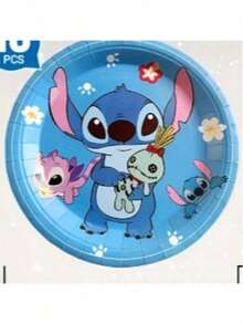 Disney 50pcs/Stitch Disposable Tableware Set Includes 10 Dinner Plates 10 Dessert Plates 10 Paper Cups And 20 Paper Towels, Suitable For Camping, Patio Barbecue, Party Supplies Set, Can Be Used By 10 People, Very Suitable For Halloween, Christmas - Multicolor - View 5
