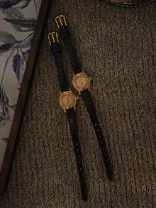 1 New French Retro Engraved Pattern Gold Small Dial Women's Watch, Elegant And Fashionable, Exquisite And Compact Waterproof Ladies Quartz Watch With Soft And Comfortable Watch, Suitable For Daily Wear, Dinner And Other Occasions To Decorate The Wrist