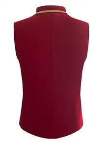 男士翻领无袖时尚前扣中世纪短款背心角色扮演服装 - 紅色 - 查看 2