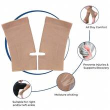 NeoTech Care Ankle Support Sleeve - Open Heel, Light, Elastic & Breathable Knitted Fabric - Medium Compression - Men, Women, Kids - Right Or Left Foot (Black Color, Size, 1 Pair) - Beige - View 8