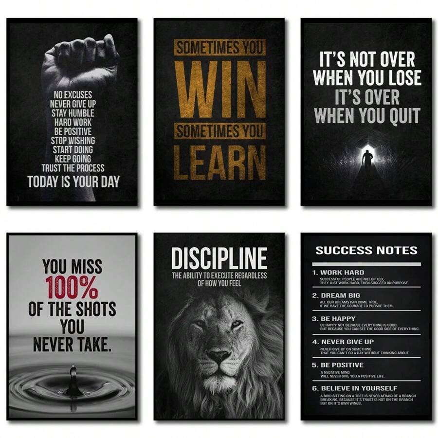 Motivational Quotes Success Canvas Poster Lion Mindset Is Everything Poster Wall Art Print Painting Office Living Room Decor - Multicolor - View 1