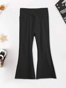 Girls' High Waist Criss-Cross Knit Flare Pants, Children's New Autumn Yoga Leggings, Flared Trousers, Outdoor Sports Pants