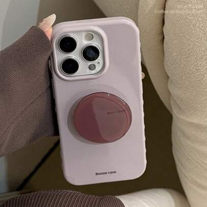 Ốp lưng điện thoại GUCADI 1 chiếc Blackberry màu tím & nâu họa tiết chữ nhỏ + đá thạch anh tím tương thích với iPhone 16, 17 Pro Max, 12, 15, 13, thiết kế tối giản cổ điển, ốp mềm che phủ toàn bộ