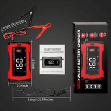 16-Amp 24V/12V/6V Portable Car Battery Charger,Smart LiFePO4 Lithium Lead-Acid Battery Charger,Trickle Charger,Maintainer W/Temperature Compensation For Motorcycles Boats ATVs Lawn Mowers - 12V/24V - Xem 2