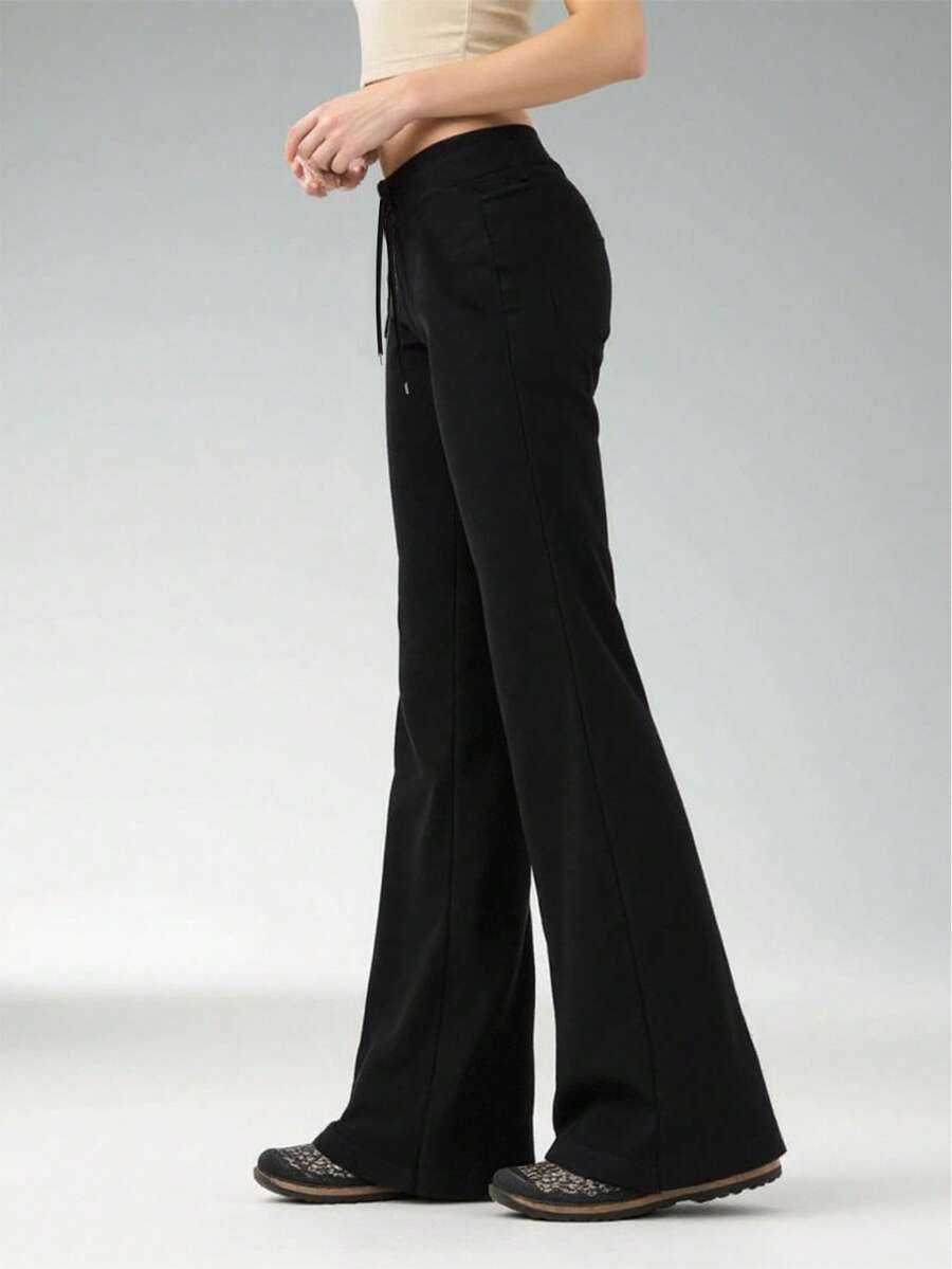 Damen High Waist Yoga Hosen, weich & dehnbar Schlaghose Workout Leggings für Outdoor Sport, Gym, Laufen, Tanzen, mit Kordelzug Taille Anpassung