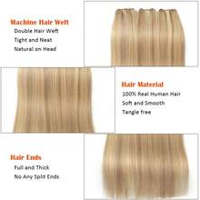 Straight Human Hair Weaves Brazilian Remy Human Hair Bundles Sew In Weft Extensions Straight Blonde 50g/Pack 12"-22" Natural Hair, Multiple Colors For You To Choose From, Easy Installation - SP18A-613 - Xem 5