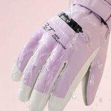 Skihandschuhe zum Skifahren, Snowboarden und Autofahren, Herren Winter Ski Schneehandschuhe wasserdichte, warme und rutschfeste Touchscreen-Handschuhe mit Reißverschluss - Blau - Übersicht 4