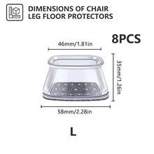 4/8/20 件透明椅腿地板保护垫 - 消除地板噪音，防止椅套刮伤，滑动顺畅 - 家具垫，家具滑块采用灰色软毛毡制成，保护地板和桌椅腿，适用于厨房、客厅、卧室、餐厅（圆形、矩形）