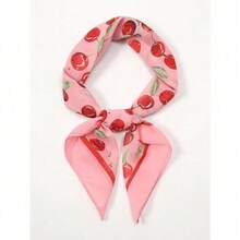 1pc Cherry Printing 70cm Bandana Women All-Match Waist Belt Pack Decoration Headscarf Streamer Headwear Fashionable Scarf ,Hair Band,Head Band Ideal For Dressing Up Your Look Valentine's Day Valentines - Hồng - Xem 2
