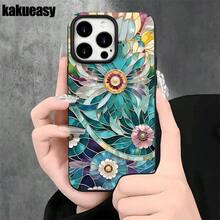 Fundas y carcasas protectoras para teléfono con diseño de gafas de sol con borde dorado y estampado de flores, con orificios grandes, compatibles con phone 16 Pro Max, 16, 15 Pro, 14, 14 Plus/14 Pro Max, 13, 13 Pro, 12 Pro, 11/11 Pro. Regalos para cumpleaños y fiestas - Negro - Ver 2