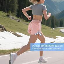 Shorts deportivos para mujeres, lycra de secado rápido, cinturón corto con bolsillos, ropa de exterior de cintura alta elástica adecuada para correr, deportes, fitness, yoga, ciclismo, correr - 1 - Ver 6
