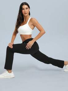 女士轻便速干旅行高尔夫工装裤，带拉链口袋 - 黑色 - 查看 5