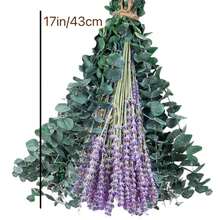 68 Eucalyptus Branches And Lavender Bouquets, Suitable For Shower Rooms, 17-Inch Upgraded Hanging Shower Flower Rack, Natural Real Eucalyptus Leaves And Lavender Branches, Aromatic Bathroom Decorations. - 綠色紫色 - 查看 5