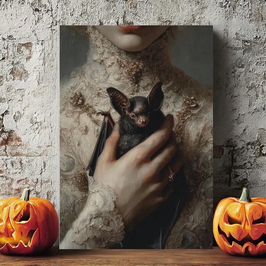 Vintage Lady Holding Bat Canvas Wall Art Gothic Dark Elegant Aesthetic Decor For Bedroom Living Room Halloween Themed Home Decoration Unique Artwork To Add Mysterious Charm To Space Art Painting Pictures Canvas Wall Art Room Decor Halloween Decor Home Decor Christmas Decoration Bedroom Decor Christmas Decorations Christmas Decoration 2025 - 框架 - 查看 1