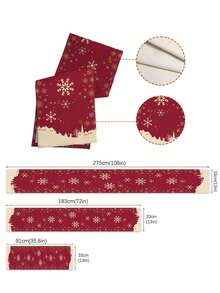 MEMNUN 1pc Merry Christmas Red Minimalist Town Snowflake Silhouette Print Table Runner, 100% Polyester Linen-Like Fabric, Christmas Decor, Table Decor, Home Decor, Kitchen Decor, Table Cloth Rectangle, Suitable For Kitchen, Dining Table, Home Party Decoration, Gift - Multicolor - View 3