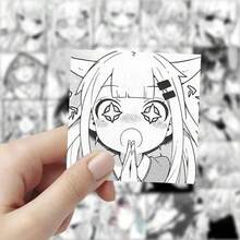 60 Stücke Schwarz-Weiß Anime Mädchen Serie mit hohem Attraktivitätslevel, sexy kaiserliche Schwester Aufkleber, geeignet für Scrapbooking, Tagebücher, Laptops, Wasserflaschen, Autos usw., mit positiven Botschaften als Geschenk