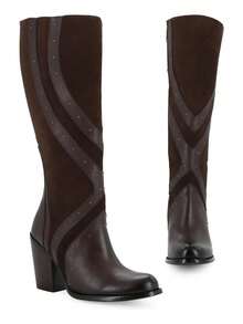 Bota Vaquera Para Dama Piel Res Genuina Modelo Soberbia Ajuste Perfecto Comodidad Duradera Diseño Moderno - Marrón - View 6