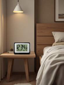 [Digital Atomic Alarm Clock]Self-Setting Time & Date, Indoor Thermometer, Battery Operated With Snooze, For Home & Office