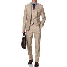 Mens Solid Two - Button Slim Fit 3 - Piece Suit Set For Wedding And Formal Business: Blazer, Vest, Pants - Cây xô thơm xanh - Xem 4
