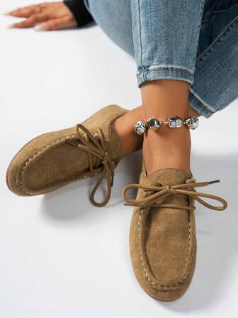 Women's Spring New Arrival Chain Loafers, Soft Leather Penny Loafers Slip-On Flat Shoes