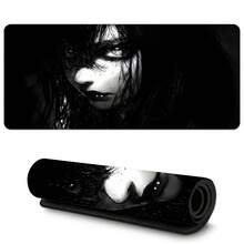 1 件动漫女孩游戏鼠标垫适用于桌面，黑色鼠标垫 XL 酷炫鼠标垫动漫，加长大鼠标垫延长大号简约背景鼠标垫 - 黑色 - 查看 2